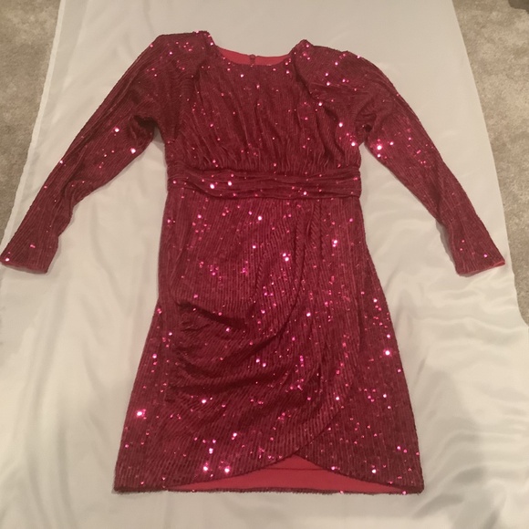 ELIZA J Women's Sequined Long-Sleeve Cocktail Dress, Size 4 - Picture 6 of 14